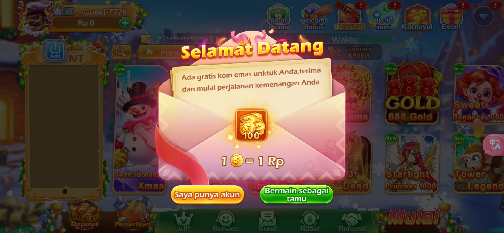 Dapatkan 100 koin emas gratis untuk pengguna baru di tt789 APK